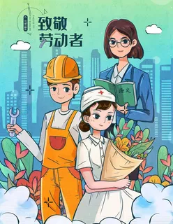 五一劳动节插画图片