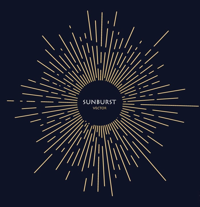 金色圆形阳光花纹边框矢量素材图片