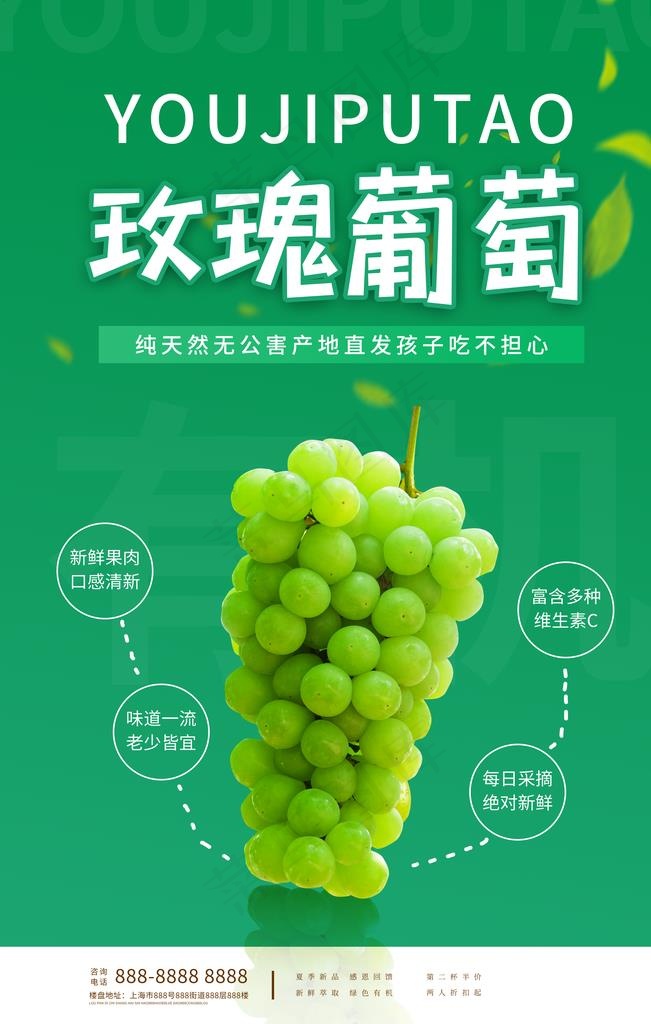 玫瑰葡萄海报图片psd模版下载