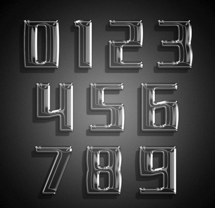 立体透明液态数字字体图片(1200x1200)psd模版下载