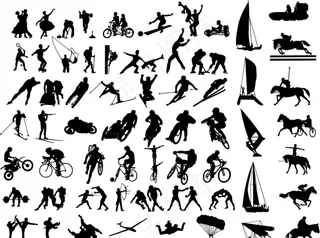 各种体育运动动作剪影图片