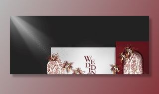 白红色婚礼签到区效果图图片