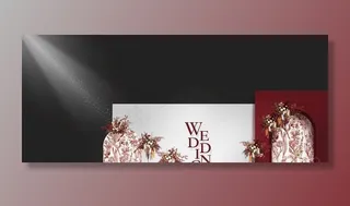 白红色婚礼签到区效果图图片