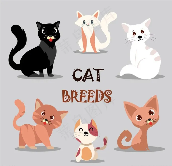 卡通猫图片ai矢量模版下载