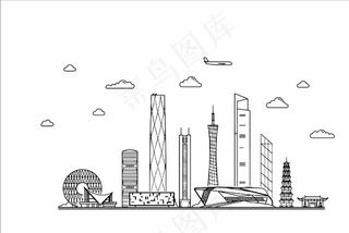 广州建筑线条画图片