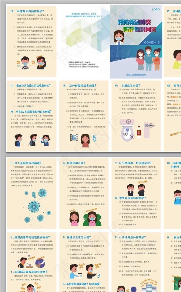 预防新冠肺炎防护知识问答三折页图片