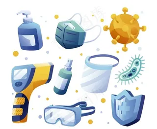 矢量卡通消毒水防疫用品插画图片