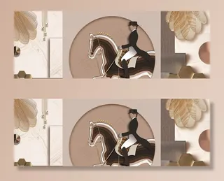 抽象骏马几何图形装饰画图片