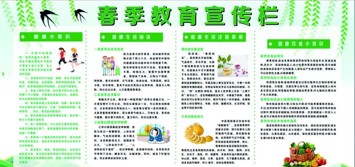 春季健康教育宣传栏图片cdr矢量模版下载