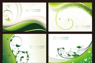 名片设计 绿色名片 绿色花纹图片