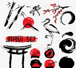 水墨日式元素图片