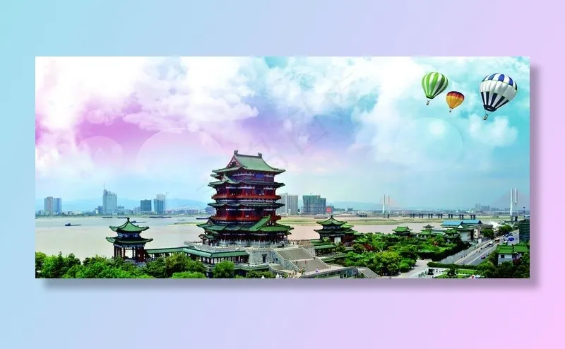 会议背景滕王阁图片(9449x4528)psd模版下载