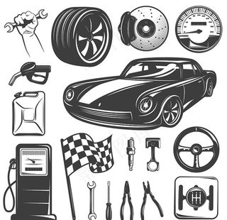 汽车元素插画图片