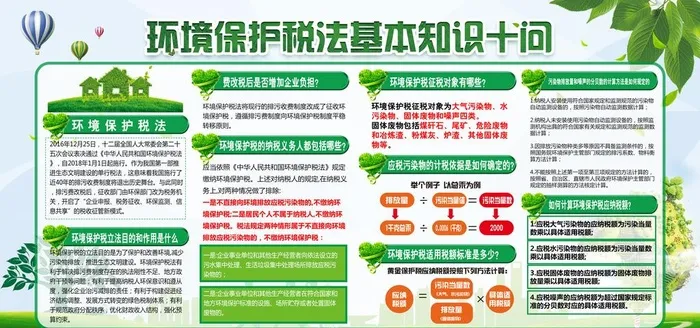 环境保护税法知识十问环保展板图片(4724x2362)psd模版下载