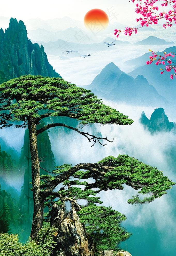 迎客松图片(3390x5098)psd模版下载