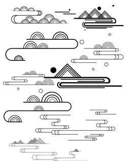 中国风矢量边框纹理鳞纹山纹图片