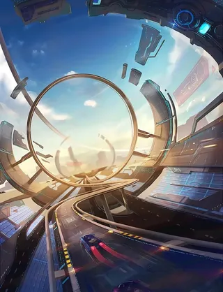 未来城市汽车赛道插画图片