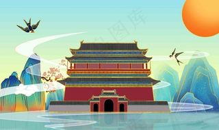 中国风建筑背景墙图片