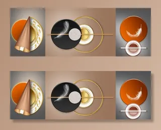 抽象立体几何三联装饰画图片