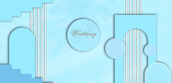 蓝色婚礼背景设计图片