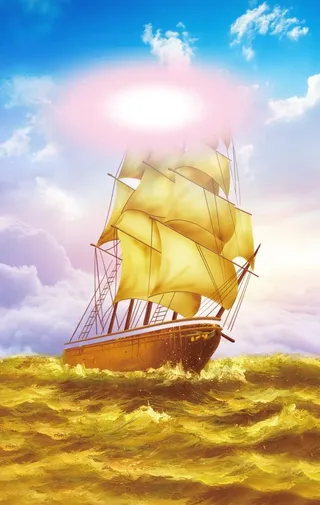 金色帆船装饰画图片