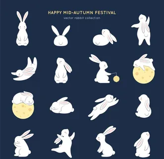 中秋兔子手绘图片