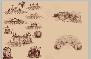 酒庄 酒桶 庄园图片