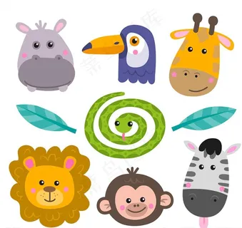 可爱动物头像矢量素材图片