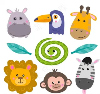 可爱动物头像矢量素材图片