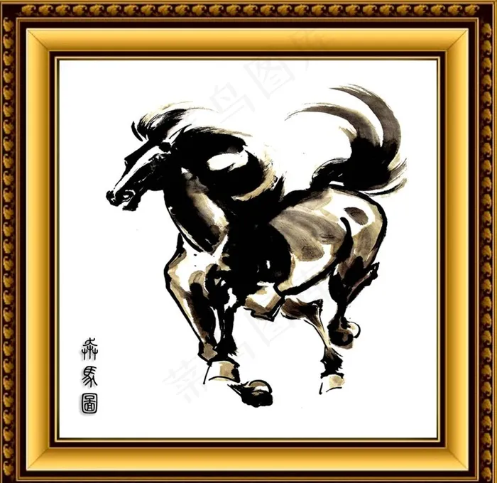 奔马图图片psd模版下载