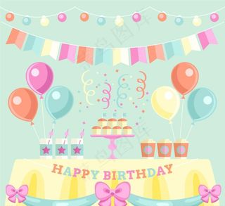彩色生日派对气球图片