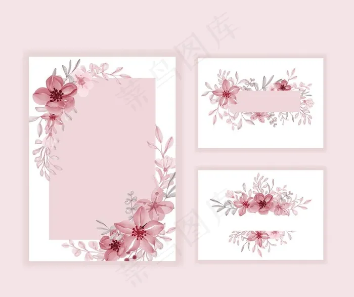 粉色花卉背景图片ai矢量模版下载
