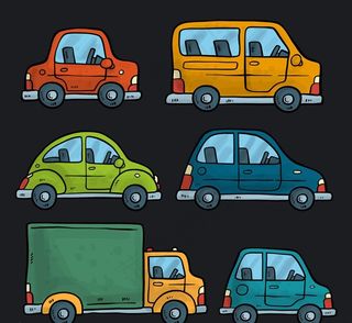 手绘彩色车辆侧面矢量素材图片