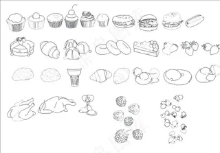 蛋糕 鸡肉 爆米花 食物 热狗图片