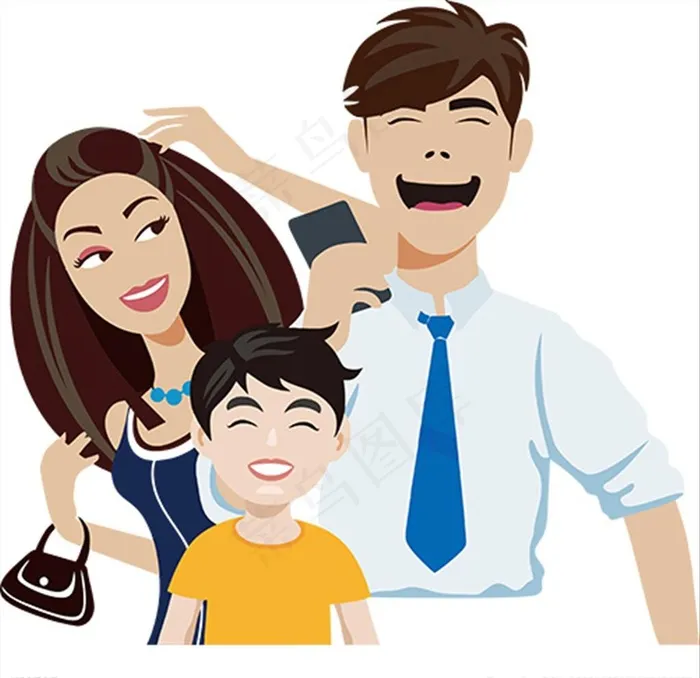 一家三口AI矢量图图片ai矢量模版下载