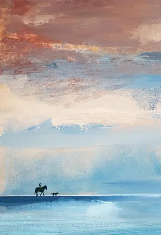 手绘天空大海插画图片