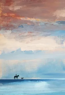 手绘天空大海插画图片 手绘天空大海插画图片