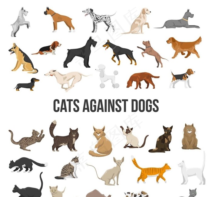 猫狗造型图标图片ai矢量模版下载