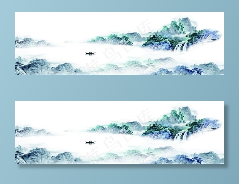 新中式水墨山水背景墙图片