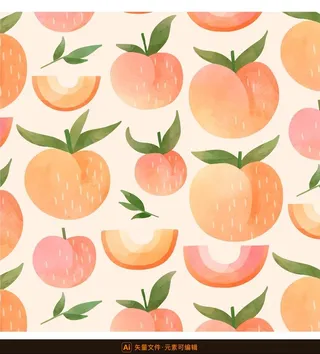 手绘桃子背景图案图片