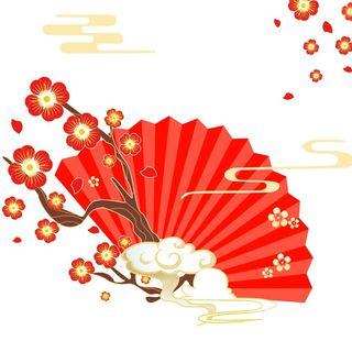 国潮风扇子素材图片