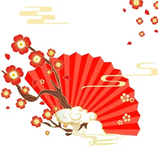 国潮风扇子素材图片