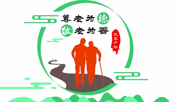 养老文化墙 社区背景墙 图片cdr矢量模版下载
