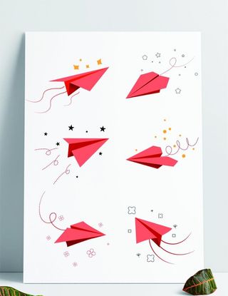 折纸卡通飞翔纸飞机矢量素材背景图片