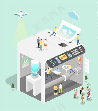创意卡通打印机型建筑矢量素图片