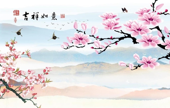 新中式花鸟山水图片