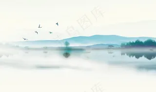 水墨山水背景墙图片