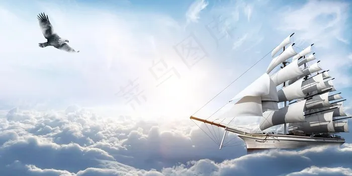帆船背景图图片psd模版下载