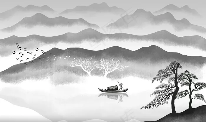 山水画图片(9068x5667)psd模版下载