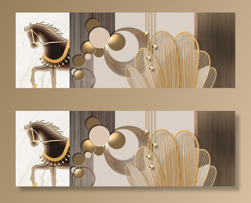 抽象骏马几何图形装饰画图片